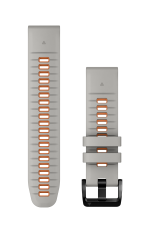 QuickFit 22 Silicone Band Fog Gray with Ember Orange