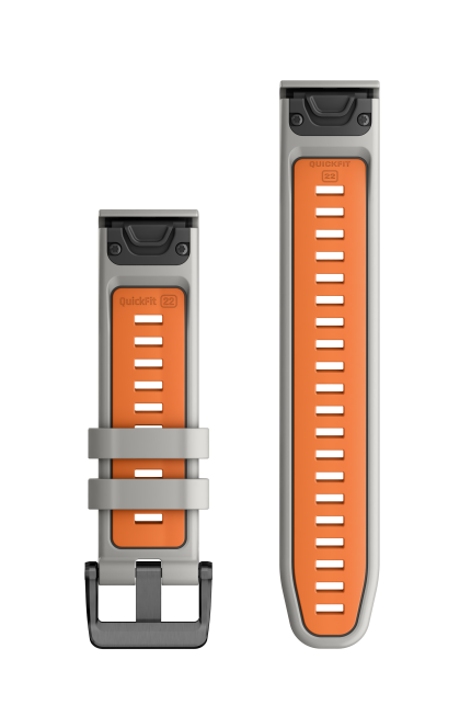 QuickFit 22 Silicone Band Fog Gray with Ember Orange