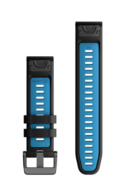 QuickFit 22 Silicone Band Black with Cirrus Blue