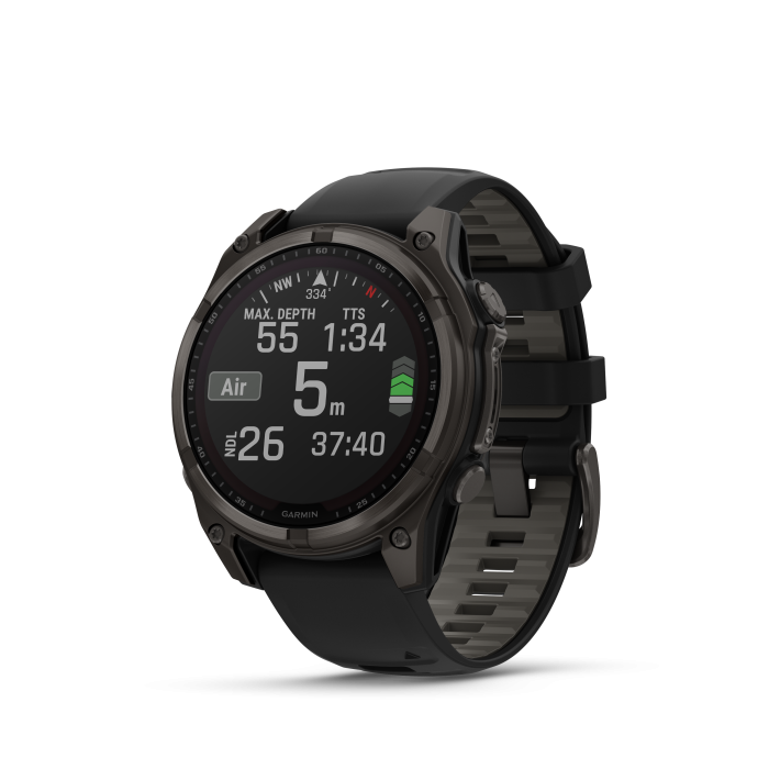 fēnix® 8 47mm Solar Sapphire Titanium Carbon Gray with Black and Pebble Gray - Image 2