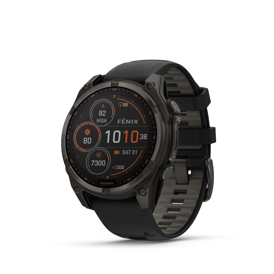 fēnix 8 47mm Solar Sapphire Titanium Carbon Gray with Black and Pebble Gray