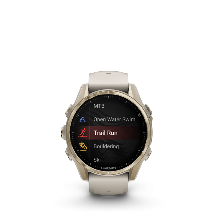 fēnix® 8 43mm AMOLED Sapphire Soft Gold with Fog Gray and Dark Sandstone - Image 2