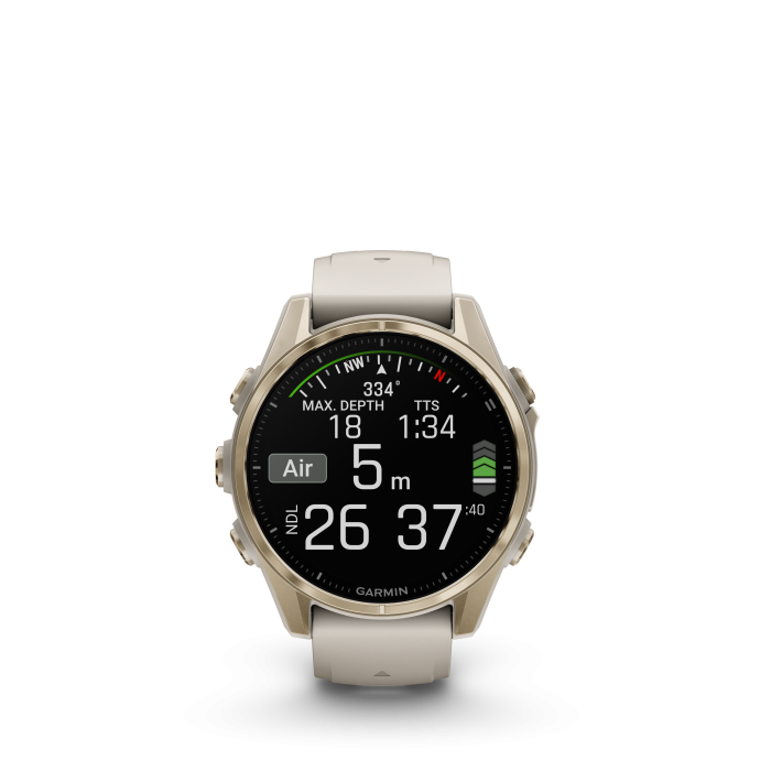 fēnix® 8 43mm AMOLED Sapphire Soft Gold with Fog Gray and Dark Sandstone - Image 4