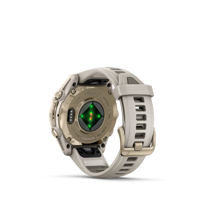 fēnix® 8 43mm AMOLED Sapphire Soft Gold with Fog Gray and Dark Sandstone - Image 11