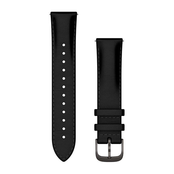 Quick Release 20 Bands Black Leather with Brushed Slate