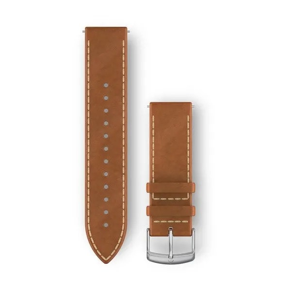Quick Release 20 Bands Tan Italian Leather with Silver