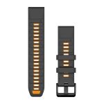 QuickFit 22 Silicone Band Graphite with Spark Orange