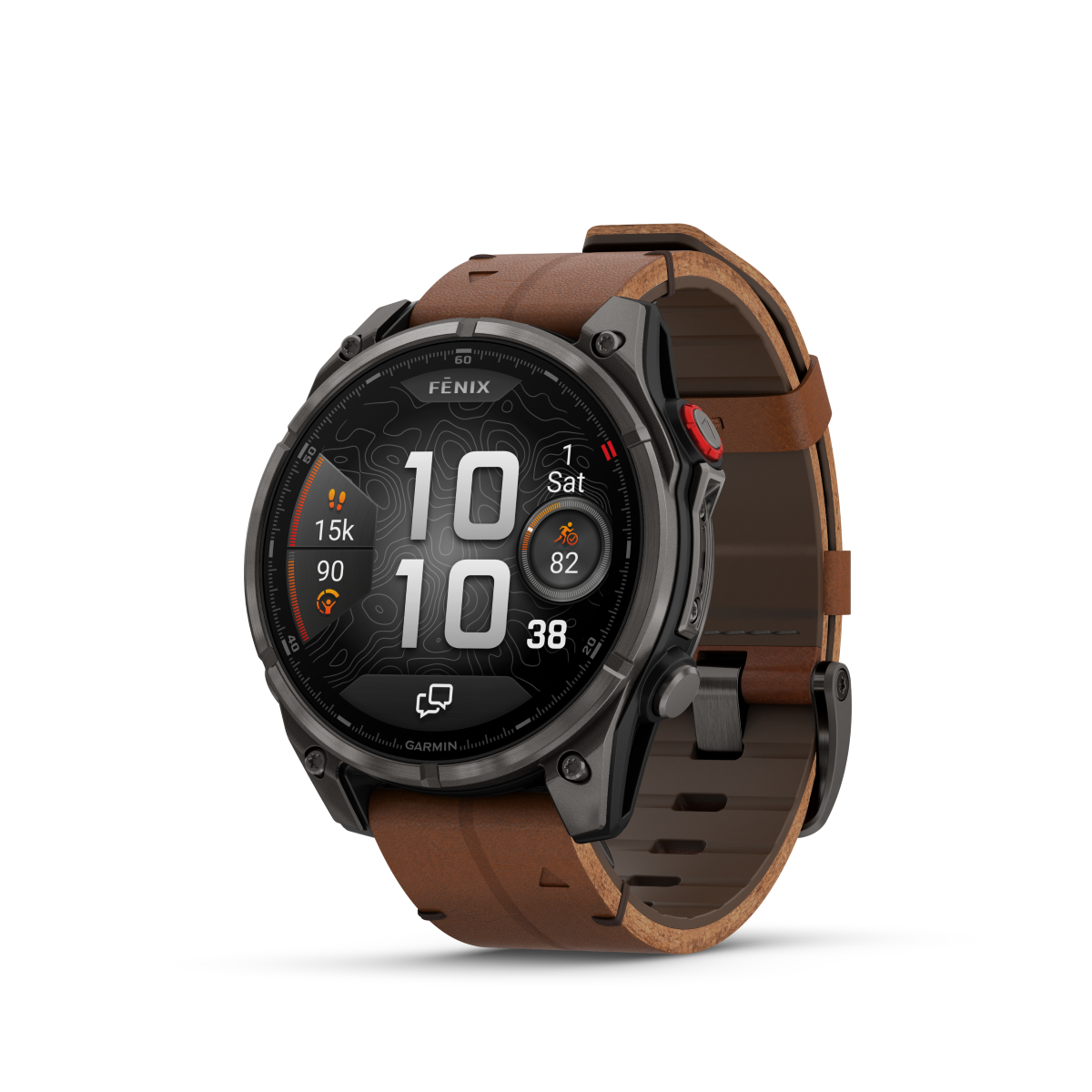 fēnix® 8 Pro 47mm AMOLED Sapphire Titanium Carbon Gray DLC with Chestnut Leather