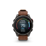 fēnix® 8 Pro 47mm AMOLED Sapphire Titanium Carbon Gray DLC with Chestnut Leather
