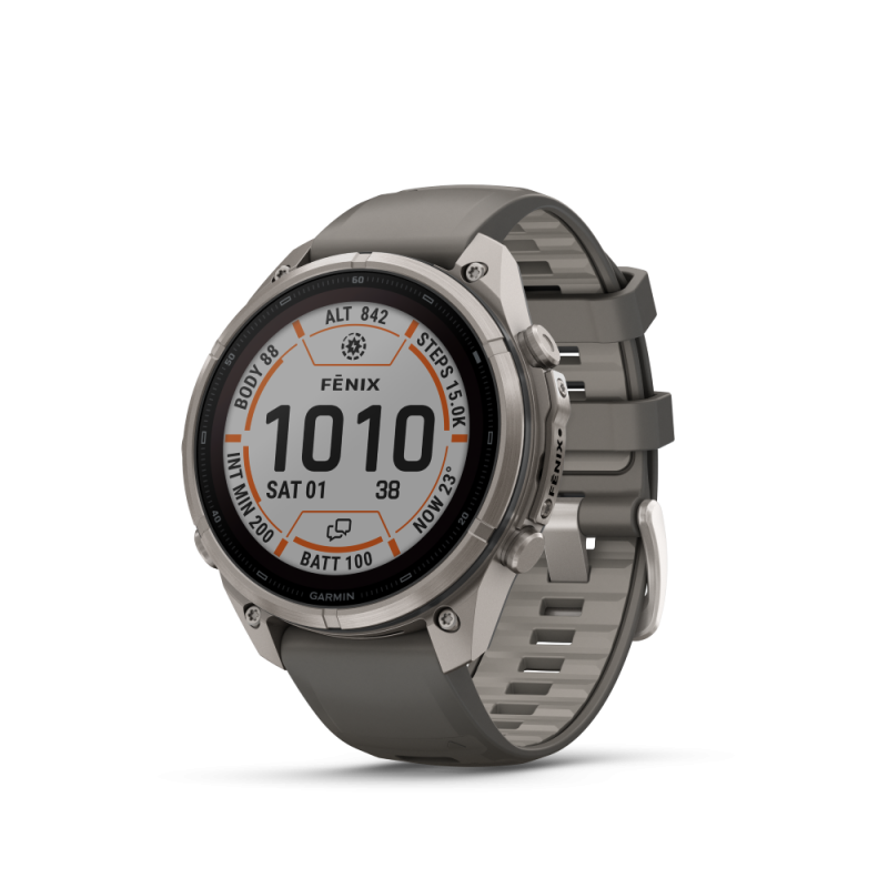 fēnix® 9 Pro inReach 47mm Solar Sapphire Titanium with Pebble Gray and Silver Gray