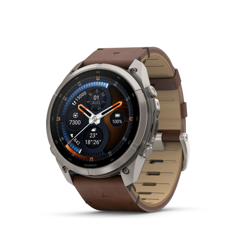 fēnix®  9 Pro inReach 51mm AMOLED Sapphire Titanium with Walnut Leather