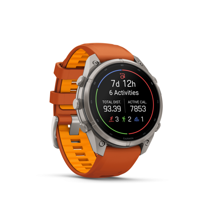 fēnix®  9 Pro inReach 47mm AMOLED Sapphire Titanium with Autumn Orange and Spark Orange - Image 7