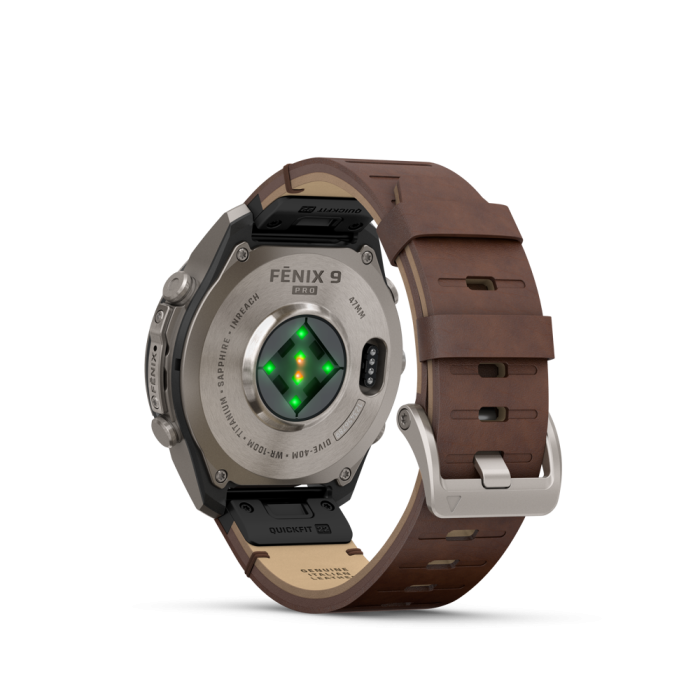 fēnix®  9 Pro inReach 47mm AMOLED Sapphire Titanium with Walnut Leather - Image 9