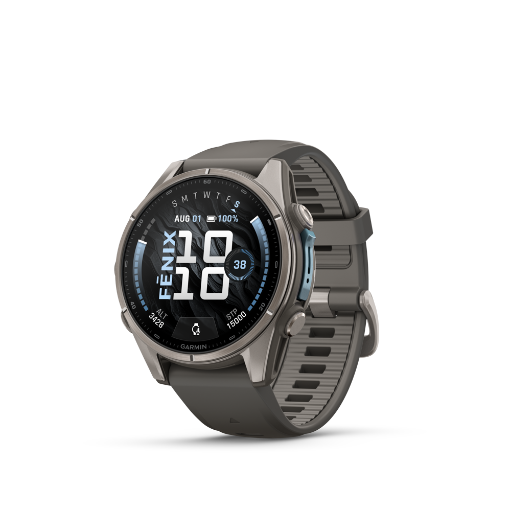 fēnix®  9 43mm AMOLED Sapphire Titanium with Pebble Gray