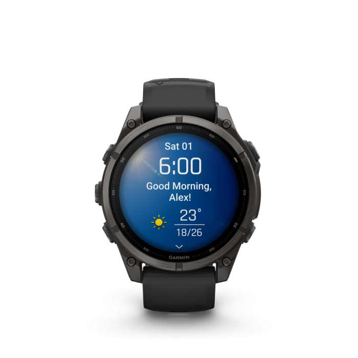 fēnix®  9 47mm AMOLED Sapphire Carbon Gray DLC Titanium with Black - Image 6