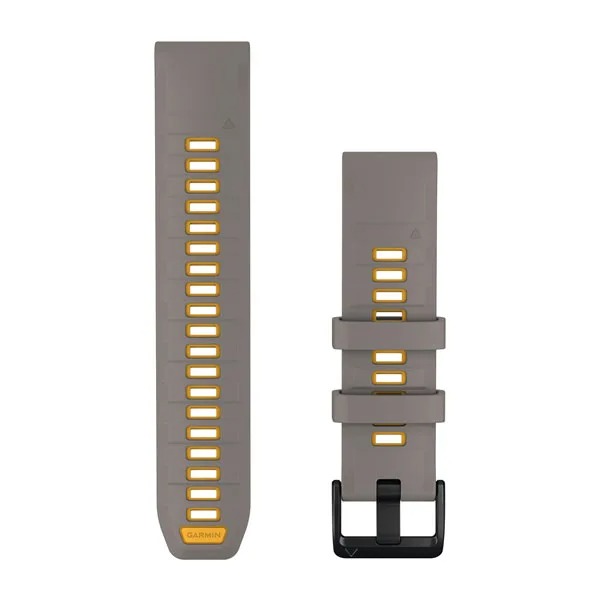 QuickFit® 22 Silicone Bands Silver Gray and Yellow Flare with Black